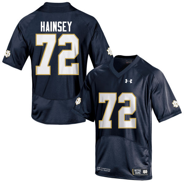 Men's NCAA Notre Dame Fighting Irish #72 Robert Hainsey Stitched College Under Armour Authentic Navy Blue Football Jersey LS10P67VV